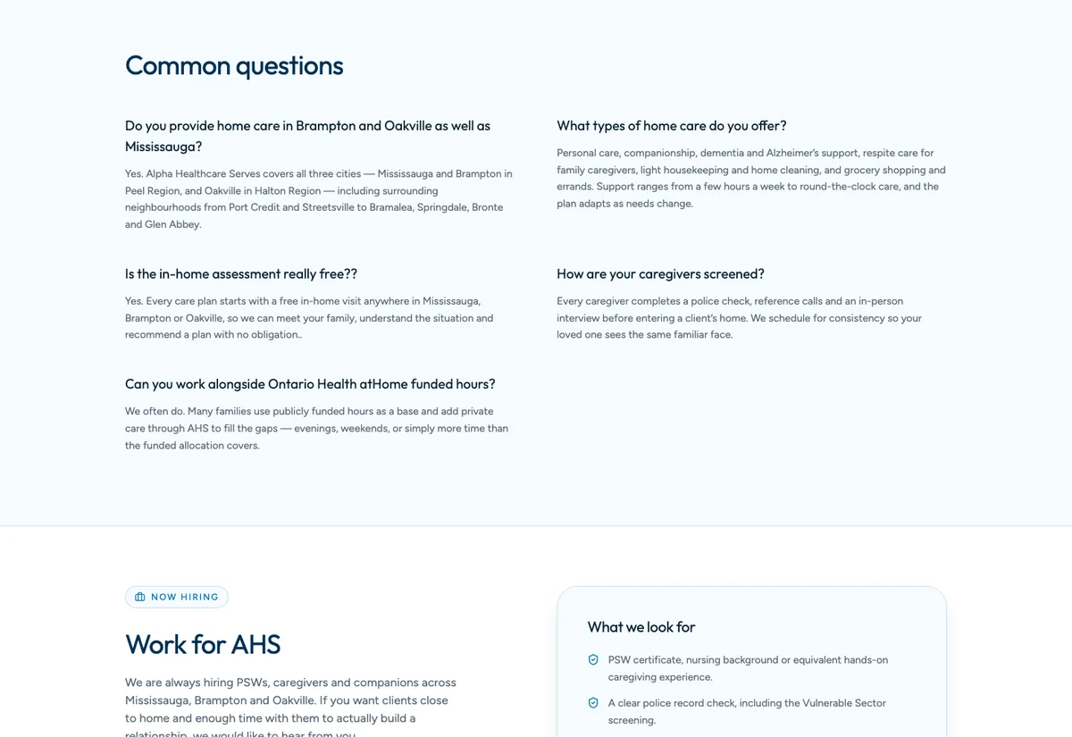 AHS frequently asked questions section