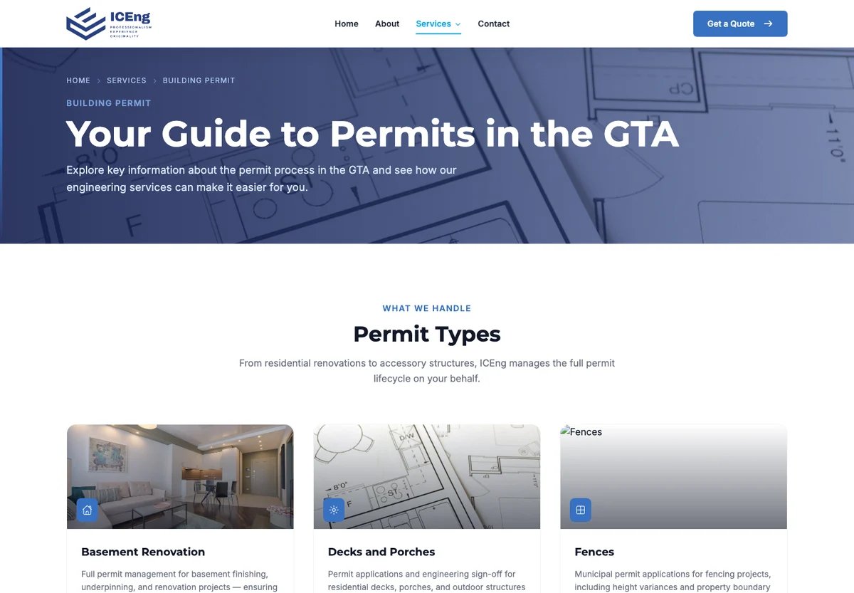 ICEng building permit and inspection service page