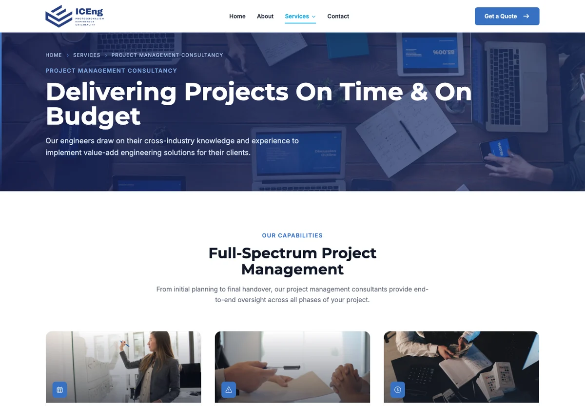ICEng project management consultancy service page