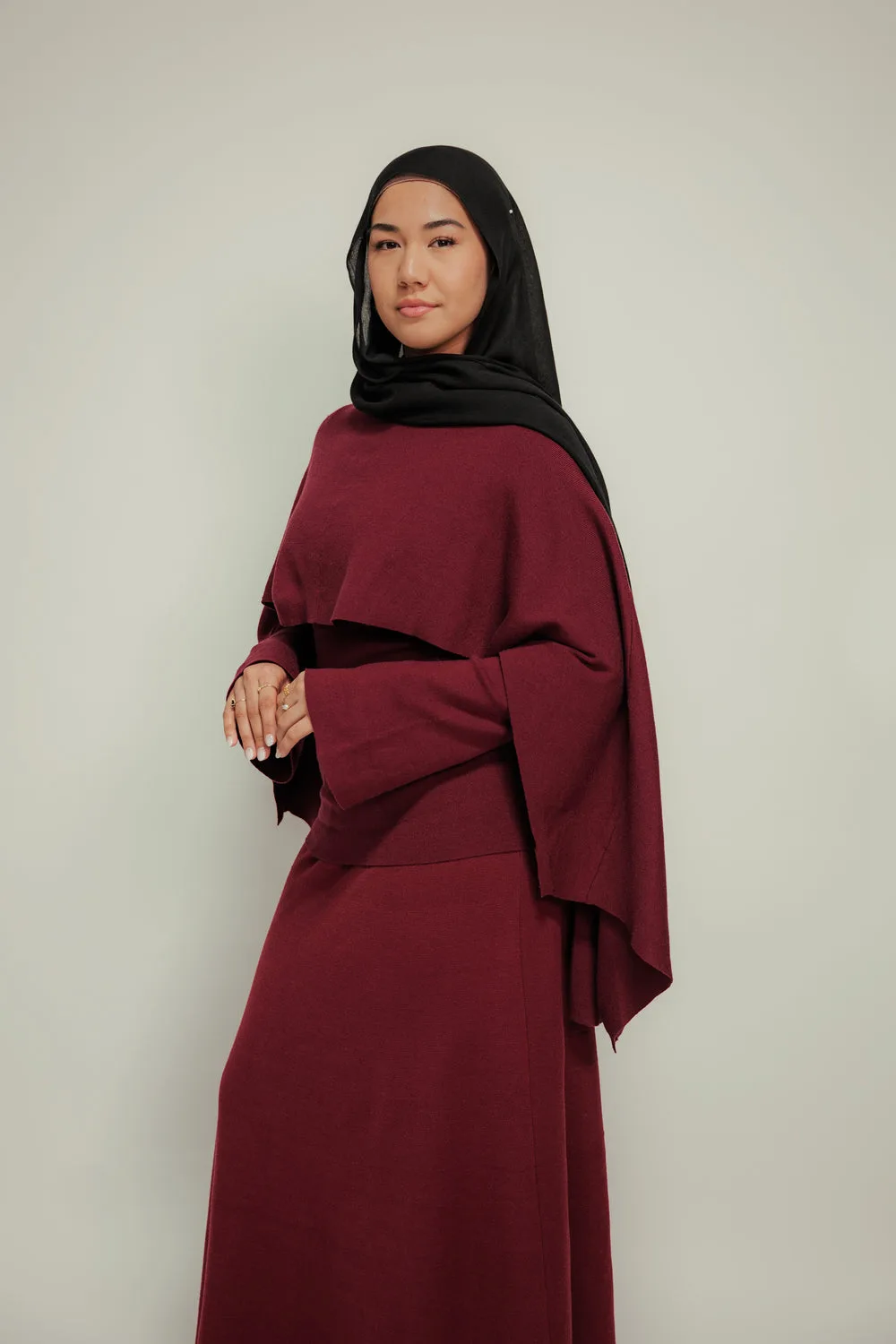 Lina knit sweater with removable shawl by Mondo The Label