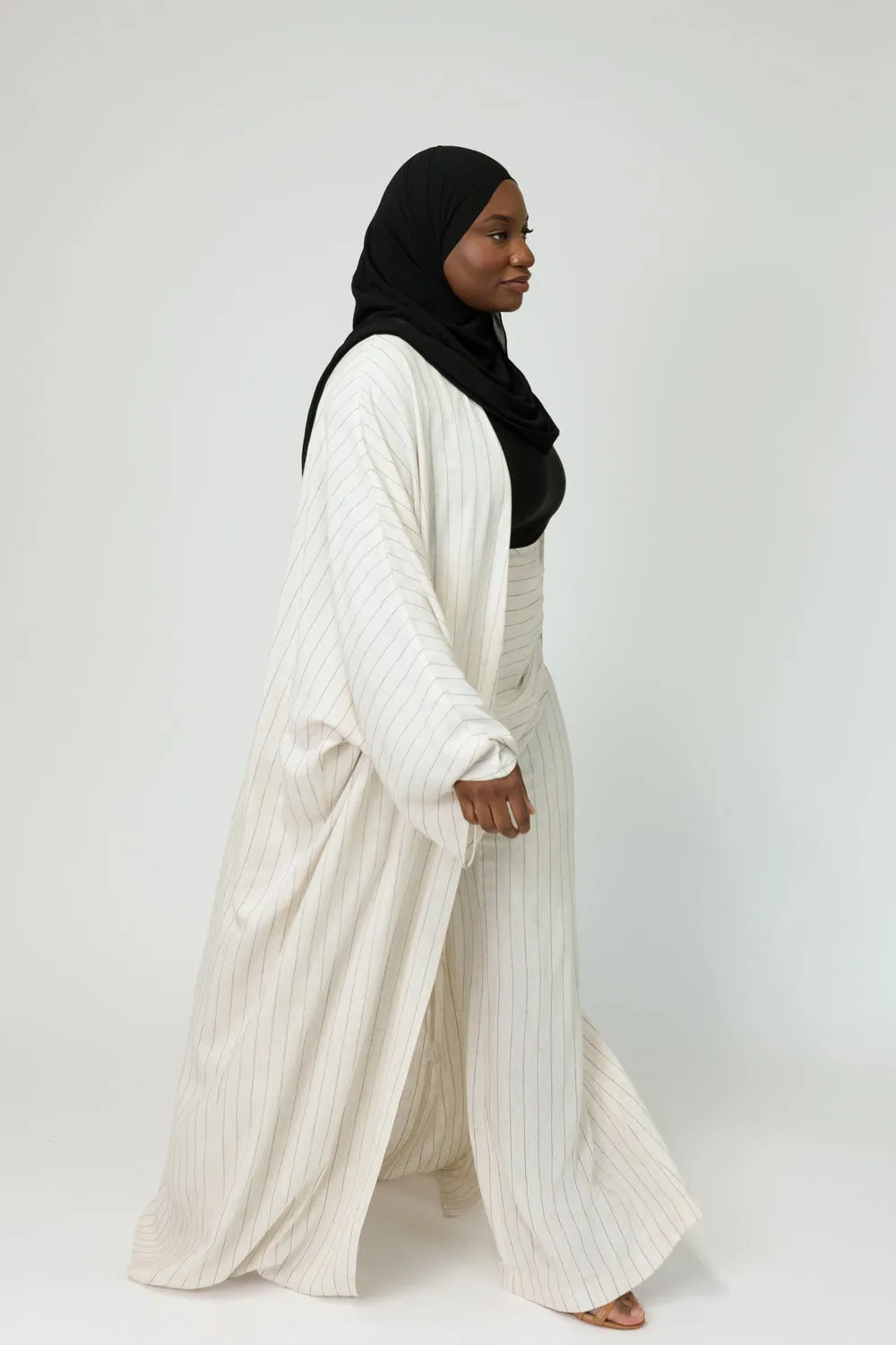 Noor Linen Abaya by Mondo The Label in natural linen